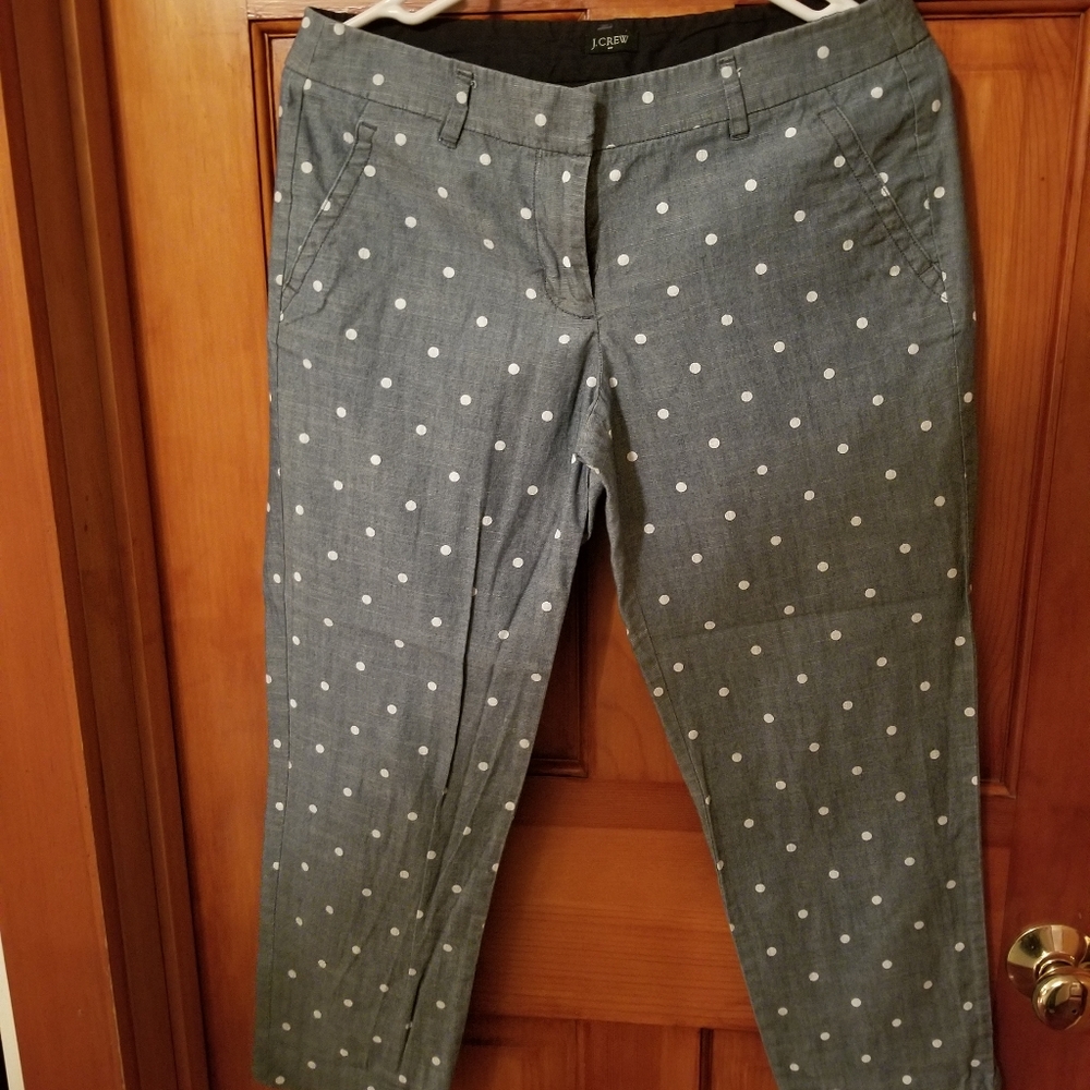J crew factory pants chambray white dots